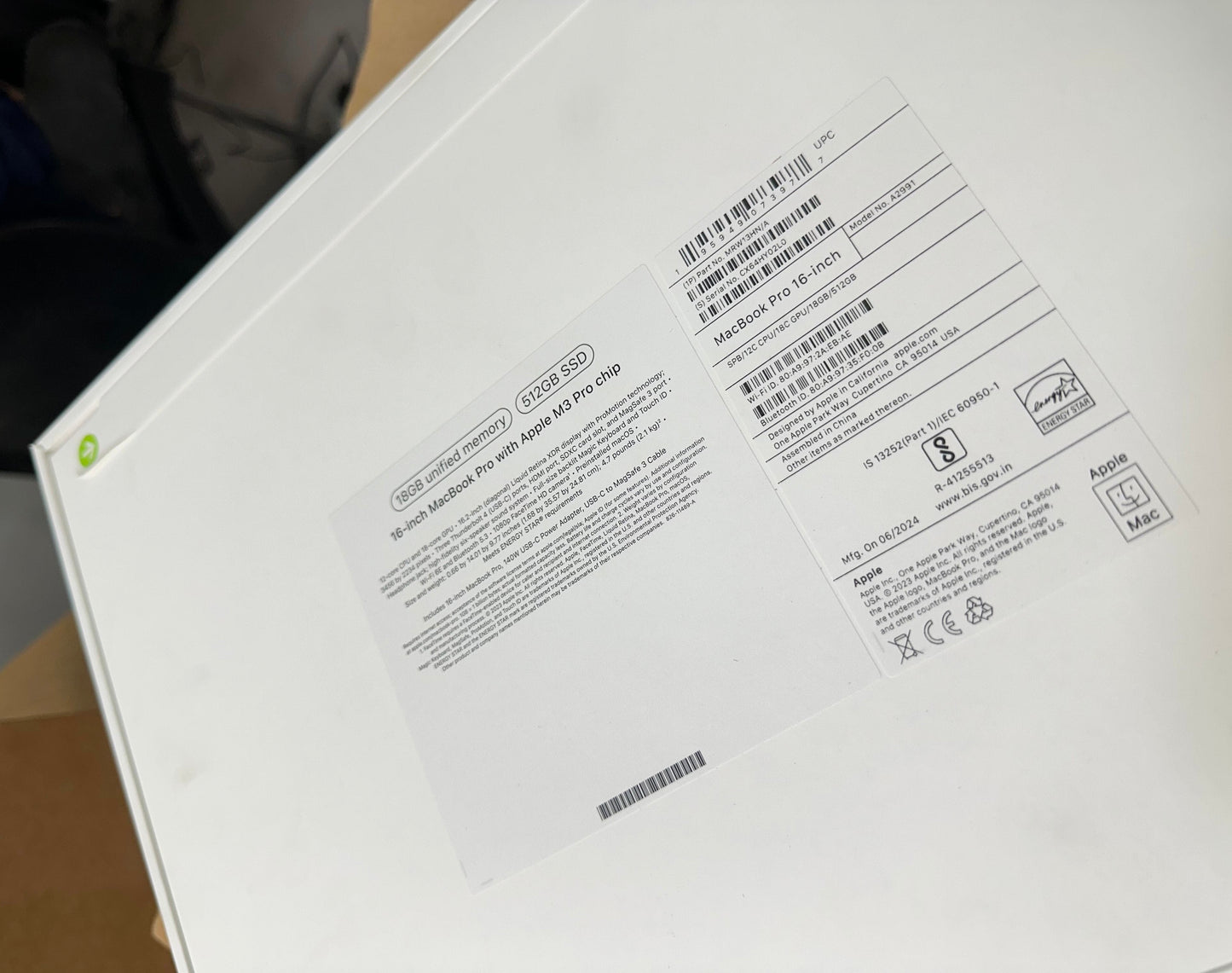 Brand New Macbook Pro A2991 2024 (M3 PRO/18GB/512GB/1 Year/16.2" Liquid Retina/Warranty By Apple)
